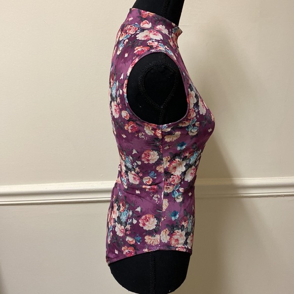 Purple Mesh Floral Bodysuit - Picture 9 of 16